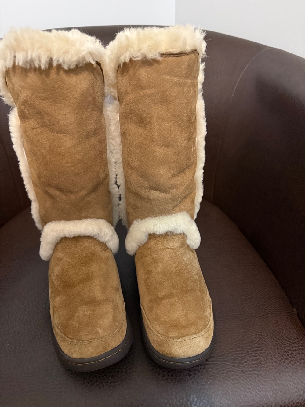 UGG Chestnut Suede Shearling Tall Winter Boots